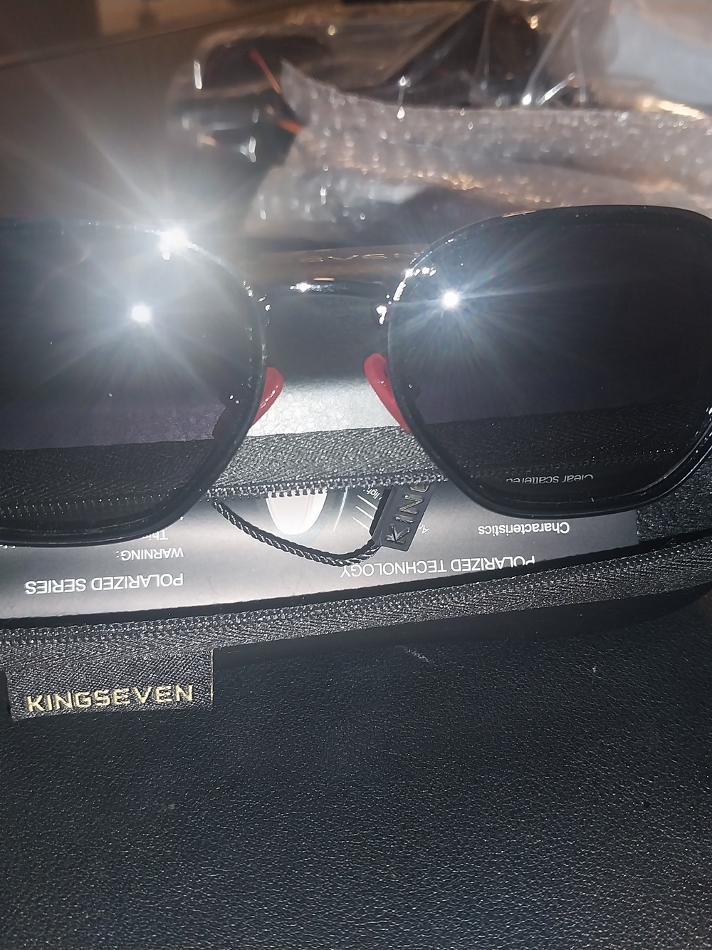 KINGSEVEN Polarized Sunglasses in Black with Red Accents. Bin 05